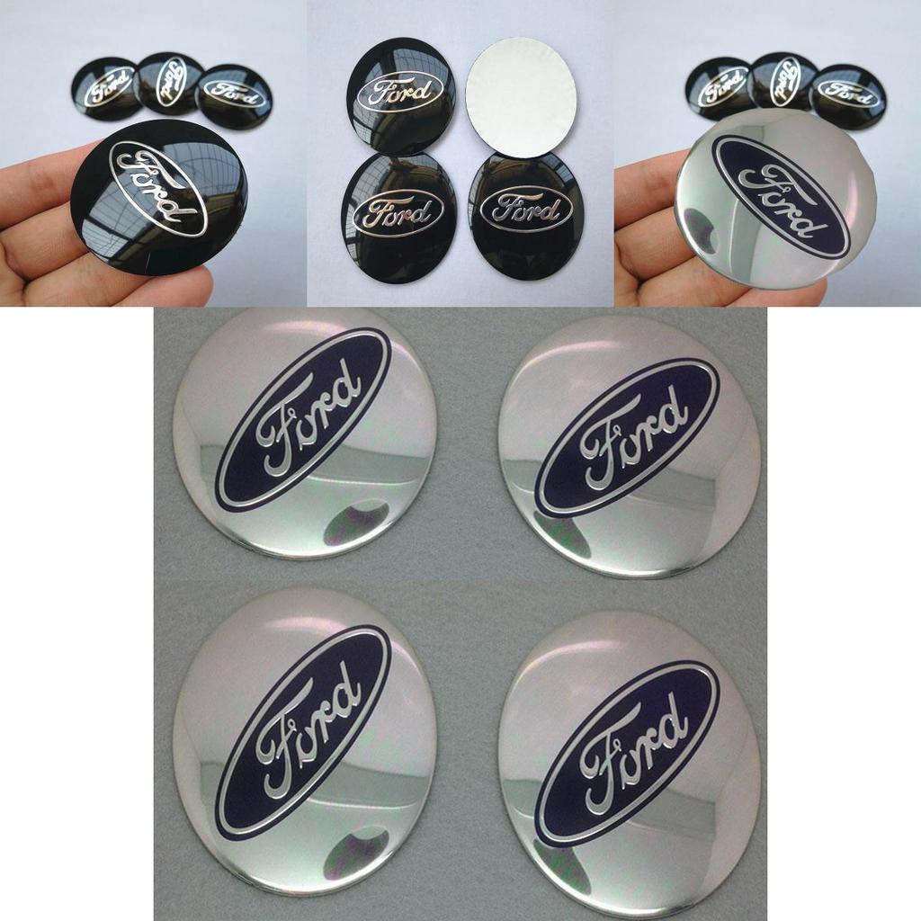 Stylish 4pcs 56mm Auto Car Wheel Center Cap Emblem Decal Sticker For Ford Black And Blue