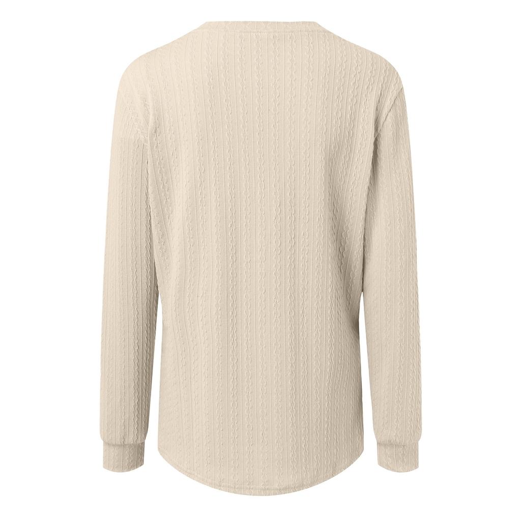 Женская мода с длинным рукавом однотонная футболка с v-образным вырезом и пуговицами повседневный топ с принтом