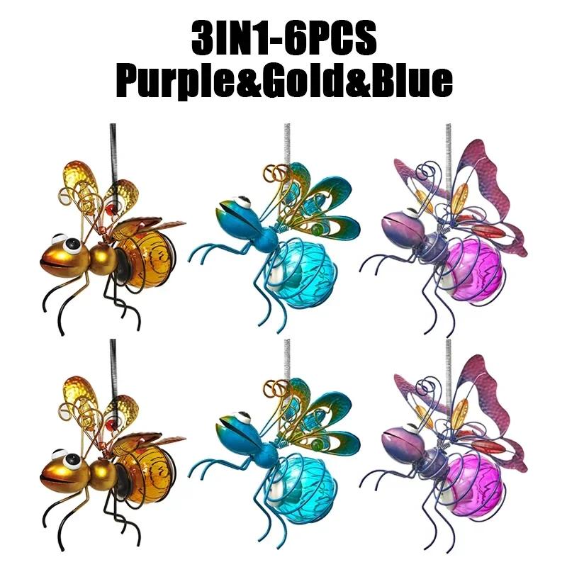 Портативный красочный светодиодный солнечный фонарь в виде пчелы, бабочки, стрекозы, феи для подвешивания на улице, с клипсой, для садовой вечеринки, праздничного ландшафтного декора