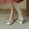 2024 Summer Women Flat Bow-knot Sandals Fashion Baotou Square Toe Low Heels Ladies Shoes Fashion Casual Light Sandalias De Mujer