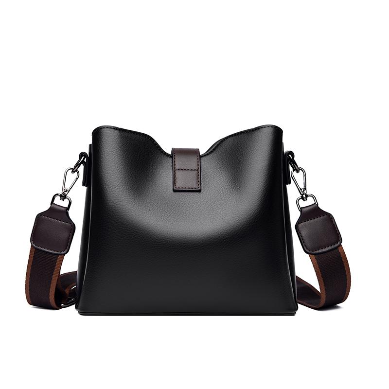 PU Leather Bucket Bag Women Large Capacity Shoulder Bags Lock Catch Crossbody Tote Handbag