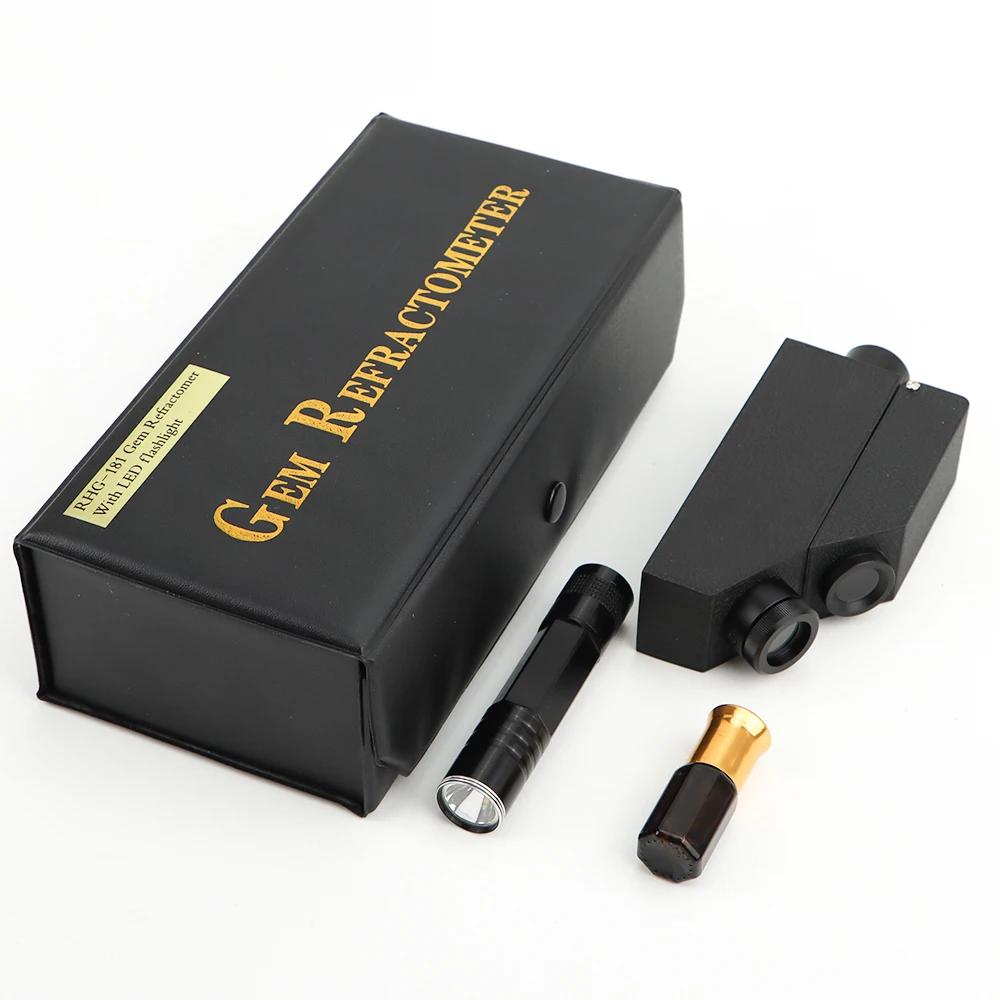 RHG 1.30-1.81 рефрактометр для драгоценных камней, ювелирных изделий, изумрудов, цирконов, инструмент для тестирования со светодиодным фонариком, двойной рефрактометр, профессиональный