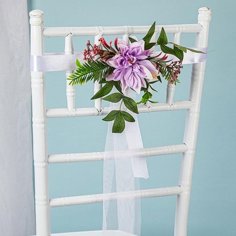 Wedding Ceremony Chair Back Flowers Elegant Wedding Chair Back Flower Embellishment Decorative Flowers for Aisle