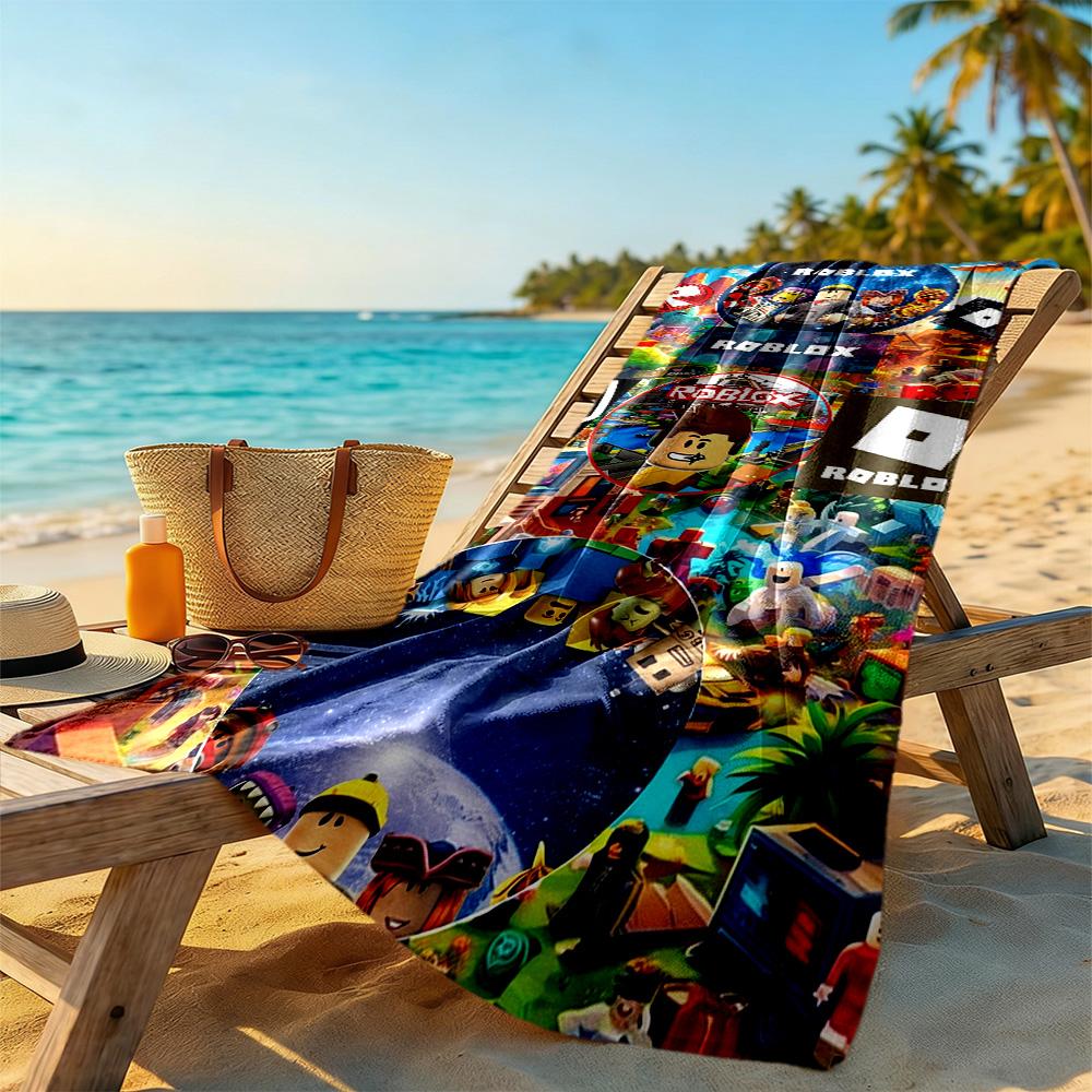 Roblox Beach Towel High Absorbency & Quick-Dry Comfortable Lightweight Suitable for Sports, Travel, Swimming, Yoga, Bathroom, Beach, And Pool