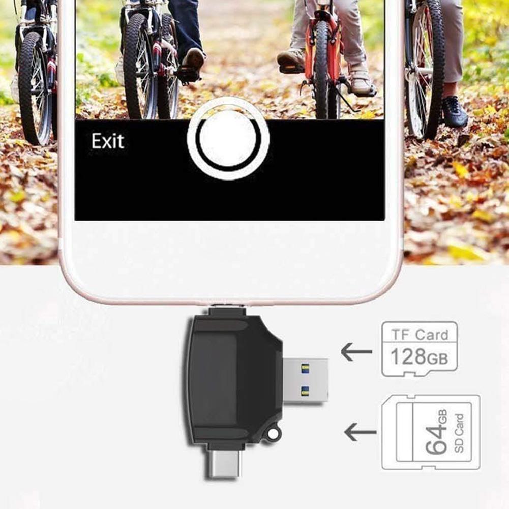 4 In 1 USB 2.0 OTG Memory Card Reader Adapter Universal Micro USB TF SD Card Reader for PC Phone Computer Laptop