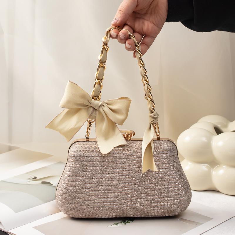 35cm DIY Bag Chain with Silk Scarf Metal Hand Chain Bow Decorative Chain Strap Transformation for Hand Carry Bags