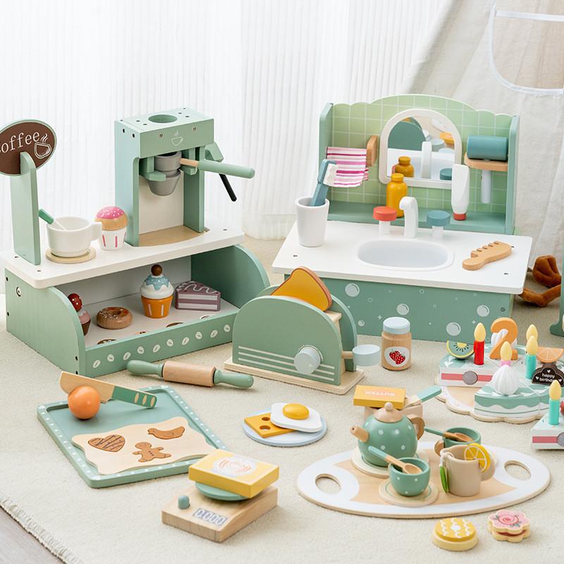 Bread Wooden Maker Ice Cream Shelf Dressing Table Children Toy