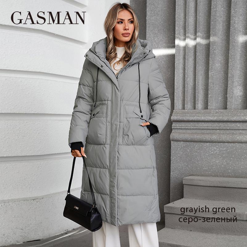 GASMAN 2024 Женская куртка длинная Fashion Grace женские зимние пуховики с карманом на молнии и поясом парка высокого качества верхняя одежда 88602