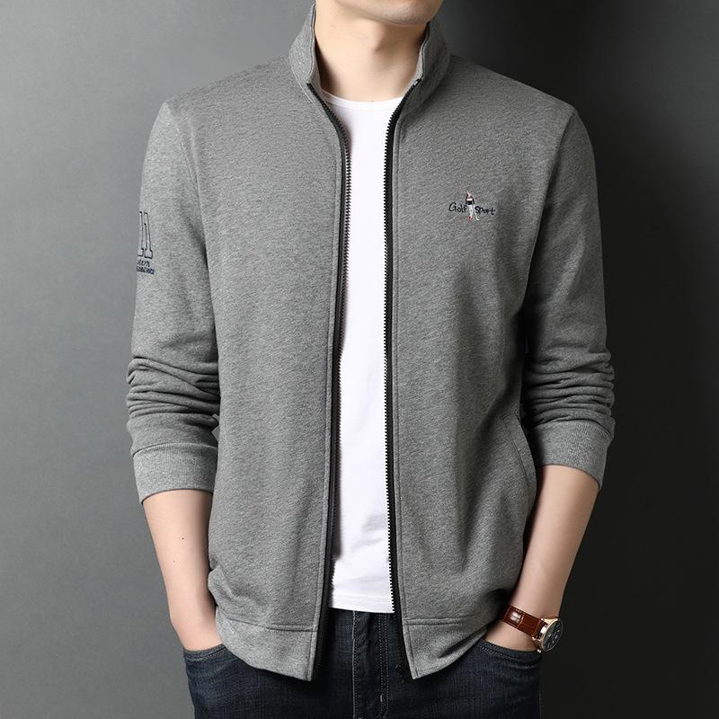 Свитер мужской, хлопковый, повседневный, свободный, верхняя одежда среднего возраста, кардиган с воротником-стойкой, осенний наряд для папы, деловое тонкое пальто для мужчин