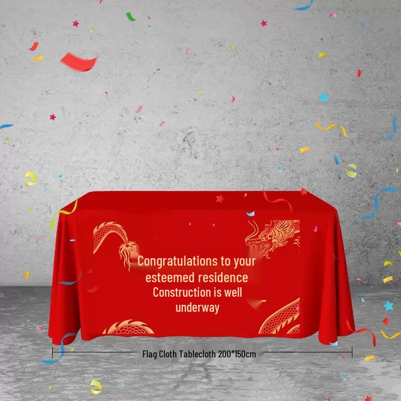 Happy Start Ceremony Decoration Set: Banner, Tablecloth, Stickers, Firecrackers