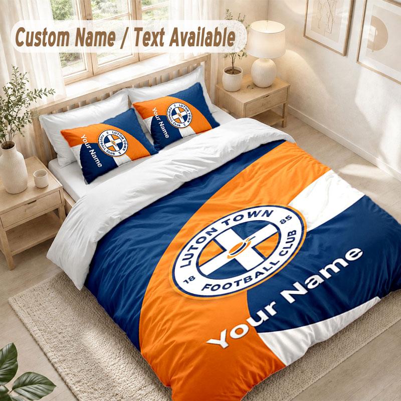 Custom Name Bedding Set 3 PiecesLuton Town Print Duvet Cover + 2 Pillowcases Soft Bed Decor