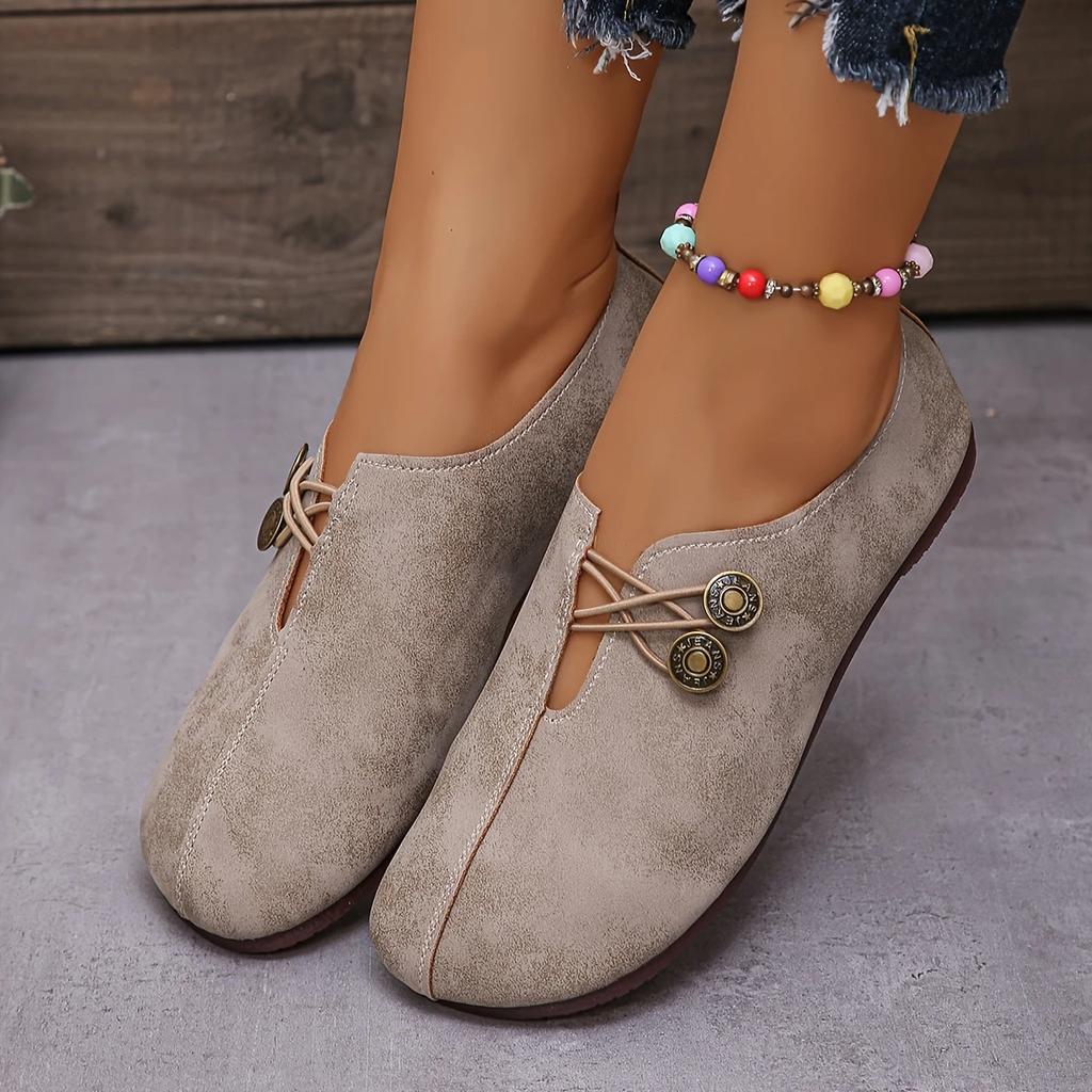 Женские туфли на плоской подошве с круглым носком для всех сезонов. Мягкая нескользящая плоская подошва.