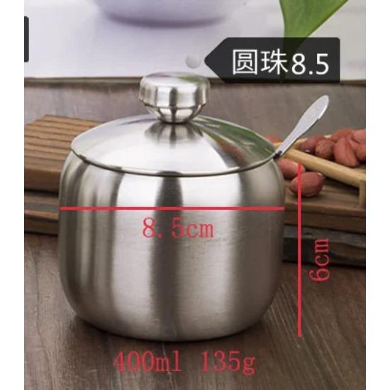 Stainless Steel Seasoning Flavor Can Sugar Box Salt Pepper Pot Kitchen Tool BBQ Condiment Cruet Storage Spice Jar Bottle Spoon