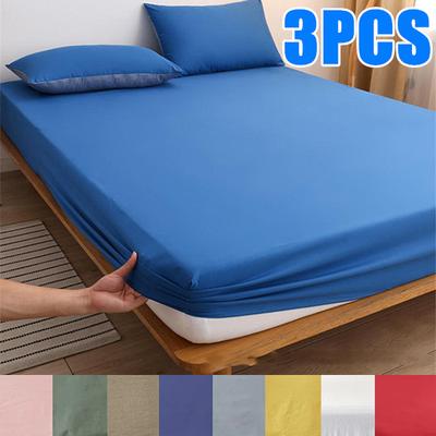 Новая простыня с 2 наволочками, 3 шт./1 комплект постельного белья, простыня, наматрасник, хлопковый защитный чехол для кровати, регулируемые наматрасники для одиночного двуспального