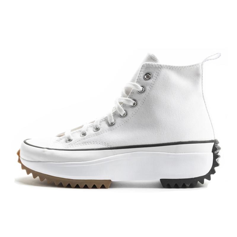 Converse Run Star Hike Thick Sole Comfortable Versatile Elevating Shock Absorbing High-Top Canvas Shoes Unisex White