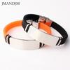 Personalized Men's and Women's Bracelets, Silicone Basketball Sports Bracelets, Stainless Steel Jewelry