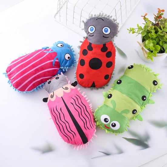 Yousheng Mop Insect Squeaky Plush Dog Toy Ladybug Caterpillar Shape Stuffed Crinkle Puppy Chew Toy for Small Dogs