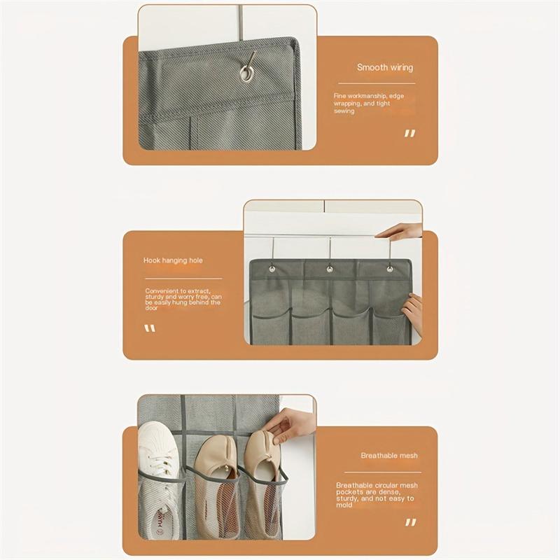 12/24 Grids Wall-Mounted Sundries Shoe Organiser Fabric Closet Bag Storage Rack Mesh Pocket Clear Hanging Over The Door Box