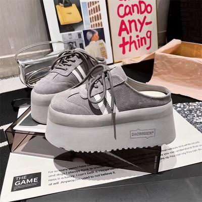 Весна новинка Баотоу тапочки женские модные универсальные увеличение роста толстая подошва повседневные тапочки нишевые с высоким чувством полутапочки