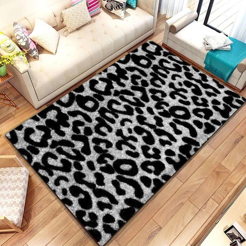 Ковер Коврик Леопардовый Принт Золотой Черный Животный Узор Модный Современный Дикая Природа Домашнее Украшение Напольный Коврик Домашний Ковер Коврики
