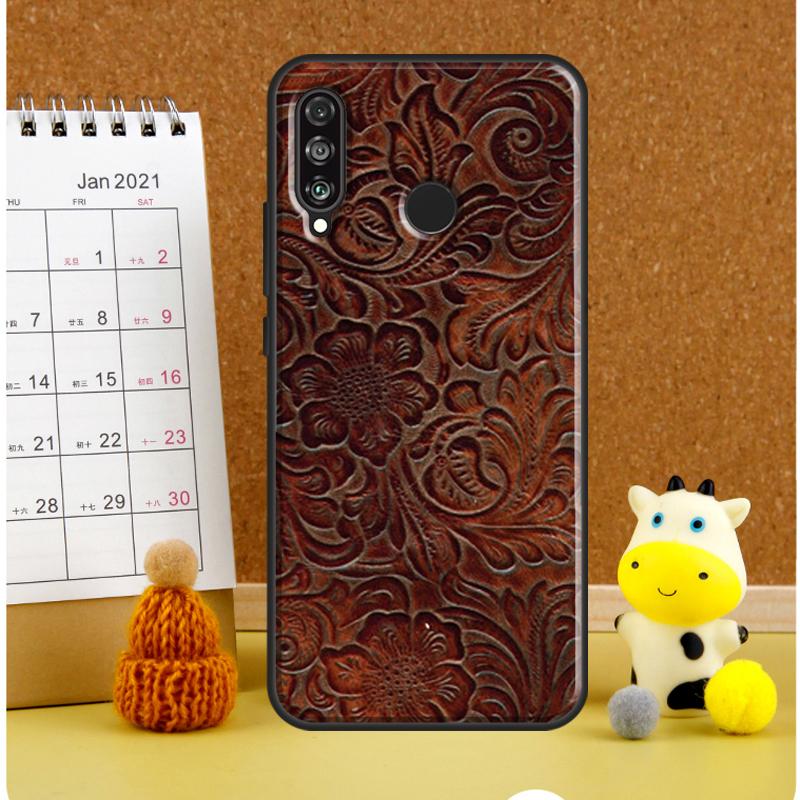 Brown Tooled Leather Pattern For Huawei Nova Y61 Y60 Y70 Y72 Y73 Y90 Y91 12i 11i 3i 7i 8i 9 10 SE P20 P40 P30 Lite Case
