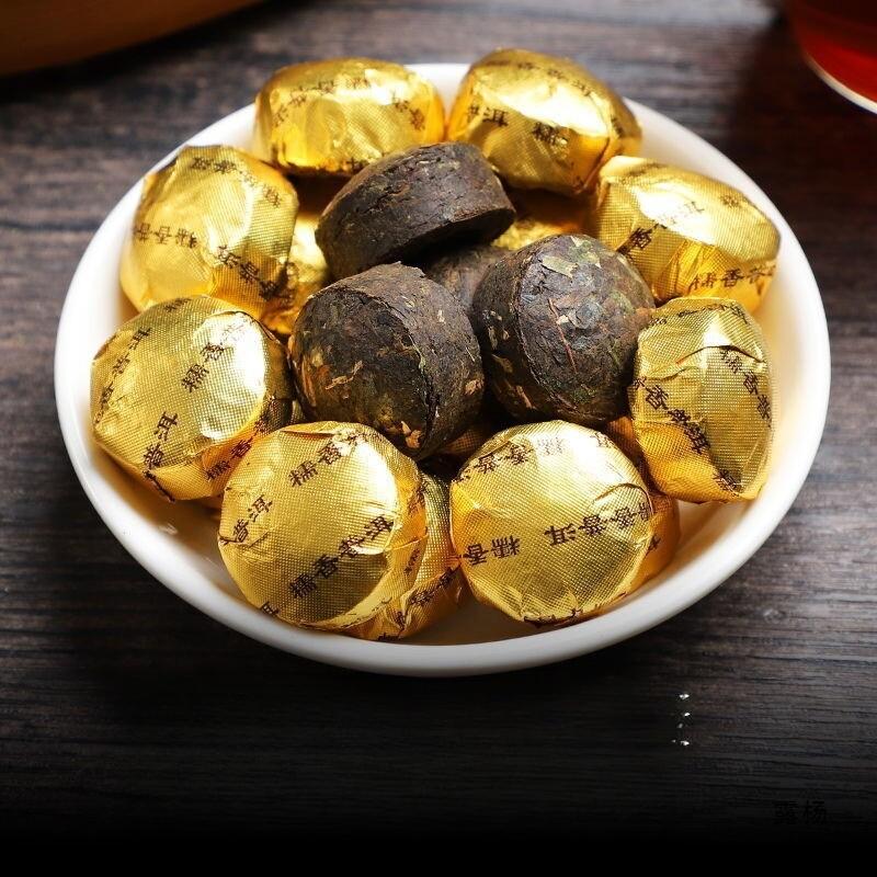 Юньнаньский клейкий рис с ароматом пуэр туо ча спелый мини чайные лепешки рассыпной на развес