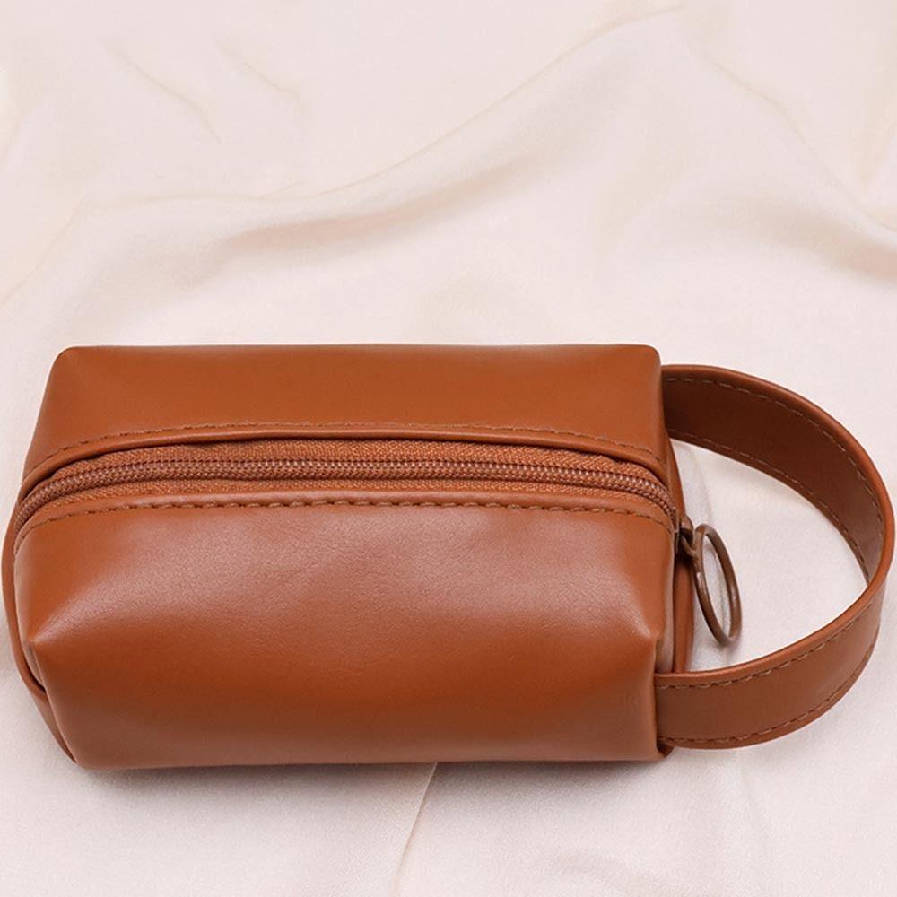 Portable PU Makeup Bag Handle Travel Toiletry Bag Simple Mini  Cosmetic Bag  Camping