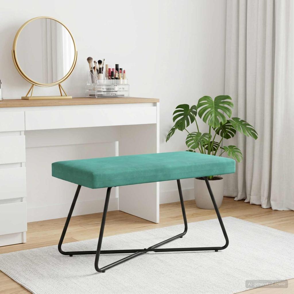 Bench Turquoise 80 x 40 x 45 cm Velvet