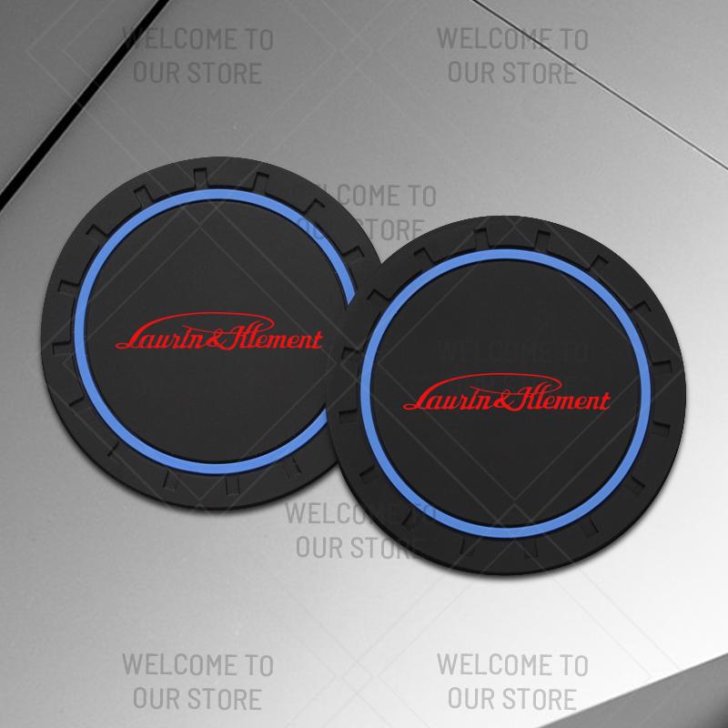 BYCP2 2pcs PVC For Skoda L&K LOGO Octavia Superb RS Karoq Kamiq Yeti Car Coaster Water Cup Anti-Slip Silicone Pads Interior Decoration