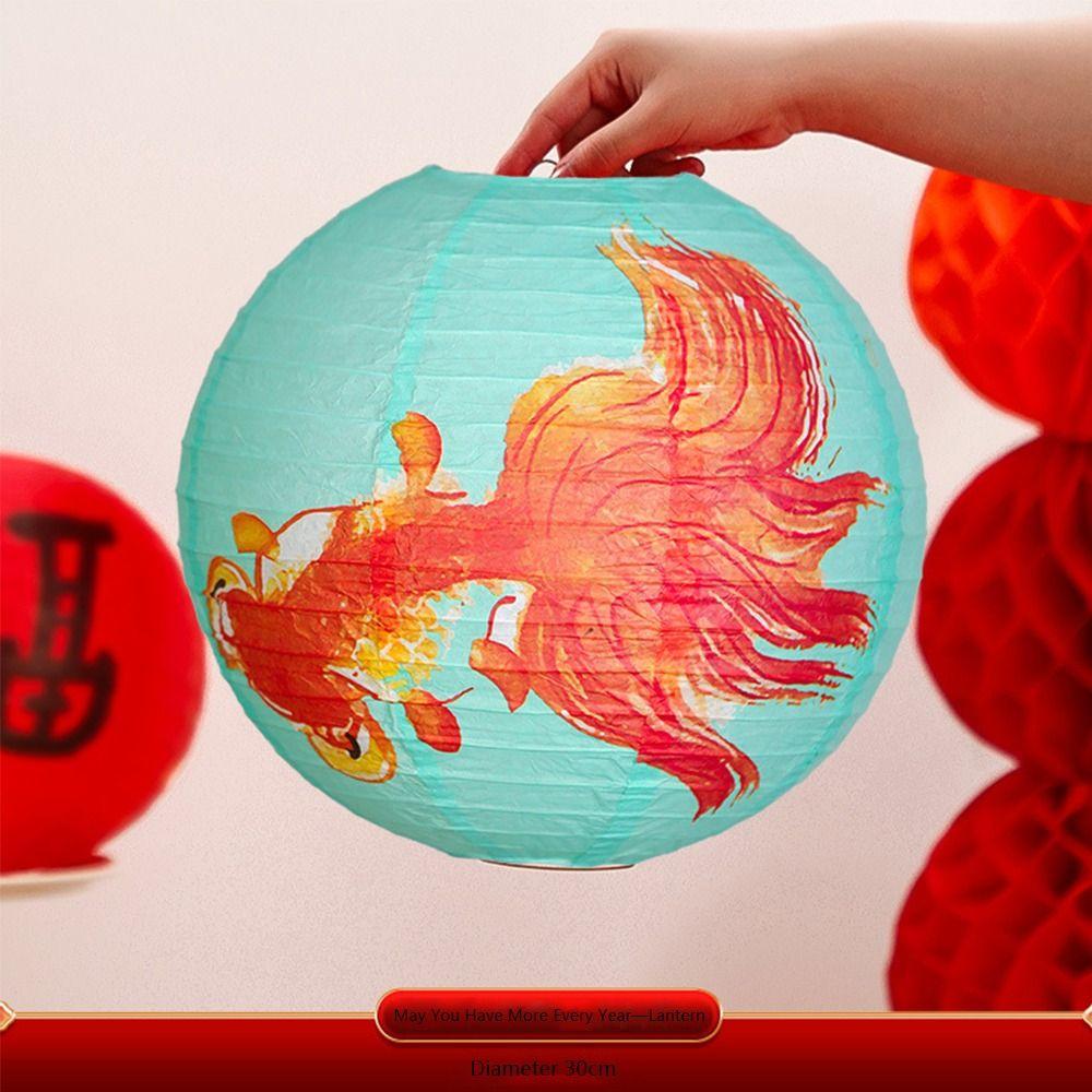Printed Chinese Paper Lantern Paper New Year Festival Paper Lantern New DIY Painting Lantern