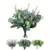 Artificial Eucalyptus Leaves Stems with White Seeds Short Silver Dollar Fake Green Leaf Stem Artificial Flowers Greenery Stems Plants