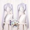 Парик для косплея Frieren, длинный, серебристо-белый, с двойными хвостиками, термостойкие волосы, парики для ролевых игр на Хэллоуин + шапочка для парика