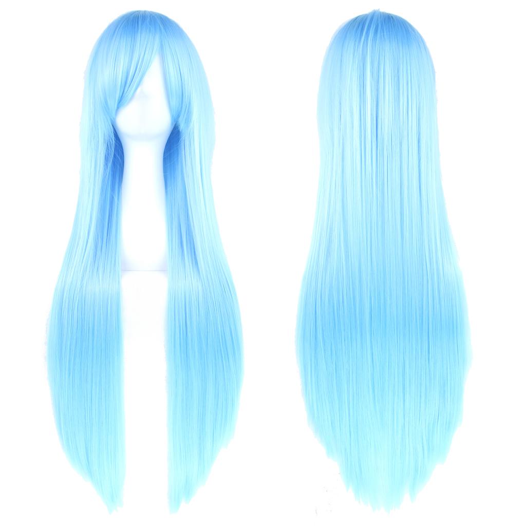 Профессиональный 80 см длинный прямой натуральный парик для косплея с челкой желтый парик для костюмированной вечеринки на Хэллоуин для женщин