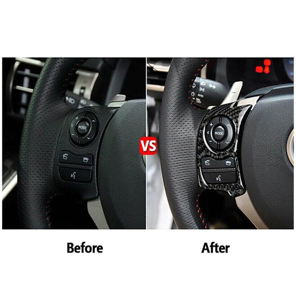 Car Carbon Fiber Steering Wheel Button Trims For LEXUS IS250/300/350 2014-2017