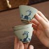 Hand Painted Ge Kiln Teacup Ice Crack Household Kung Fu Tea Set Personal Tea Cup Master Cup Single Cup Tea Hat Cup