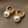 Модные романтические серьги с жемчугом, ювелирные изделия из циркония, золотые серьги-капли для женщин, темпераментные украшения для свадебной вечеринки, оптовая продажа