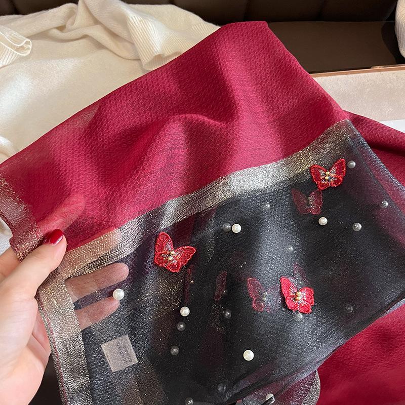 Luxury Brand Women Fashion Scarf Plain Solid Silk Chaetodon Auripes Shawls Scarves Summer Lady Bandanas Foulard Hijab