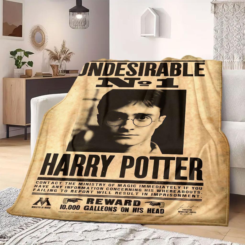 HarryPotter Flannel Blanket Print for Sofas Beds Bedrooms Chairs Travel Picnics Cartoon Style Home Decor Gift for All Seasons