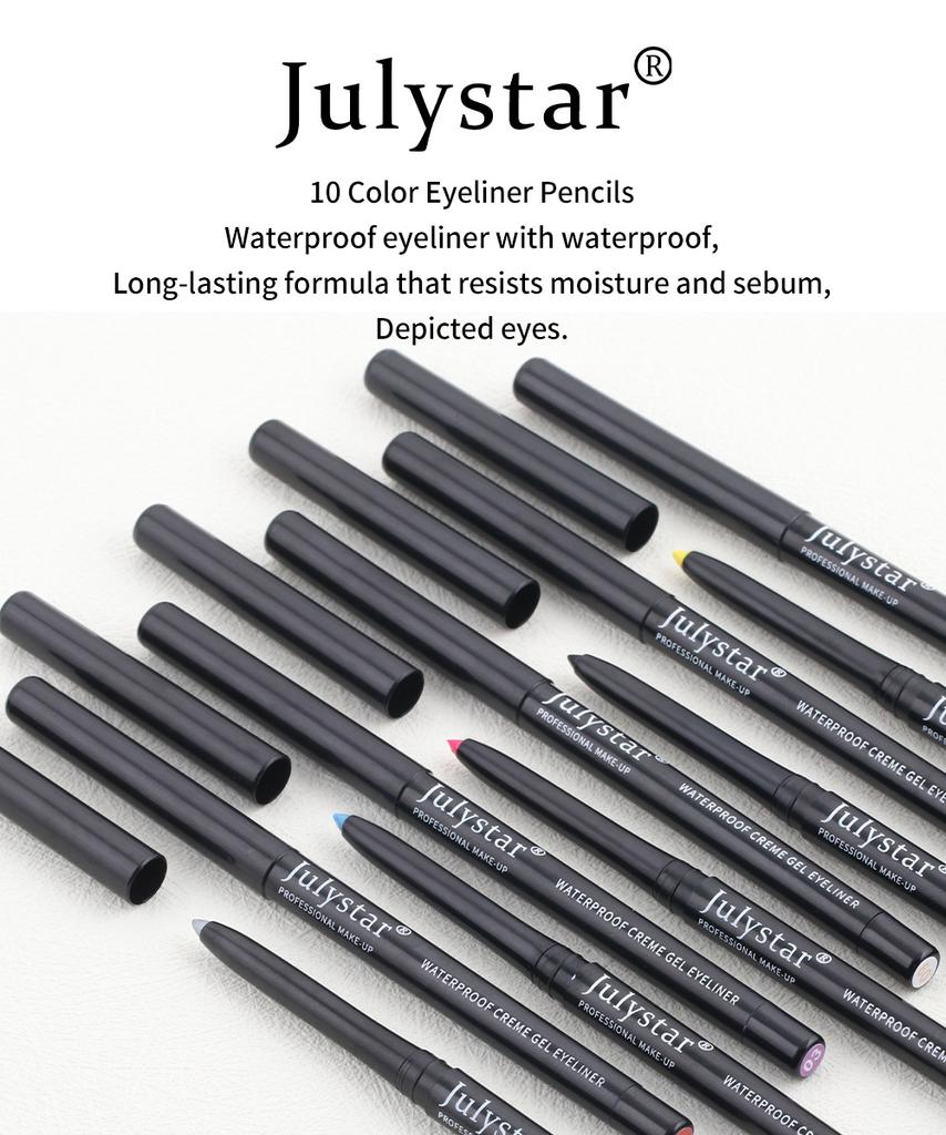 Julystar Color Eyeliner Gel Pen Ultra-fine Eyeliner Waterproof, Oil-proof, Non-smudge-proof, Long-lasting Eyeliner
