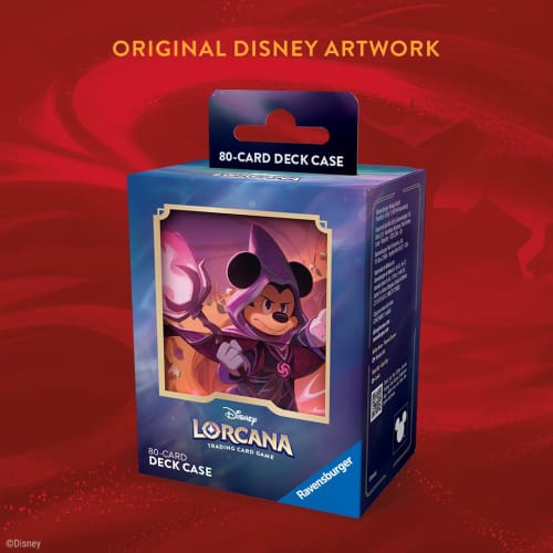 Ravensburger Disney Lorcania TCG Deck Box with Mickey Mouse - The Wayward Magician | Securely Stores 80 Sleeved Cards | Durable Portable Organizer for