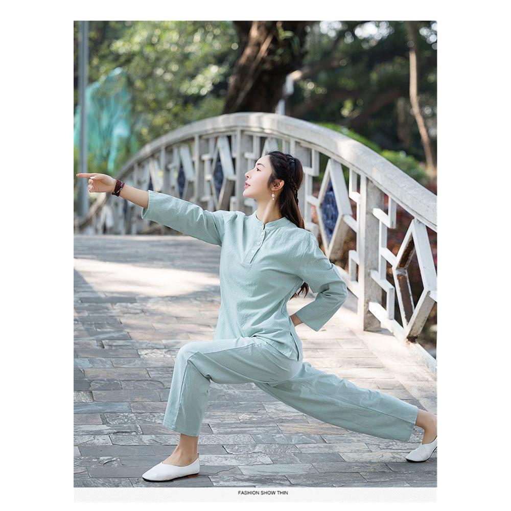 Cotton Linen Tai Chi Clothes Set Chinese Style Tea Clothes Yoga Clothes Ladies Suit