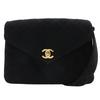 Matelasse Shoulder Bag COCO Mark Black Cotton Women Used