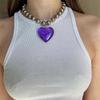 Colorful Glass Hip Hop Minimalist Short Choker Beads Chains Girls Party Jewelry Necklaces for Women Love Heart Pendant