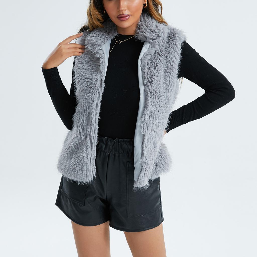 Женский осенне-зимний плюшевый теплый кардиган без рукавов