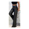 Women's Elastic Waist High Waist Leather Black Palazzo Pants