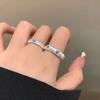 Sea Blue Cross Brushed Inlaid Stone Ring Women's Niche Design Index Finger Ring High-end Ring