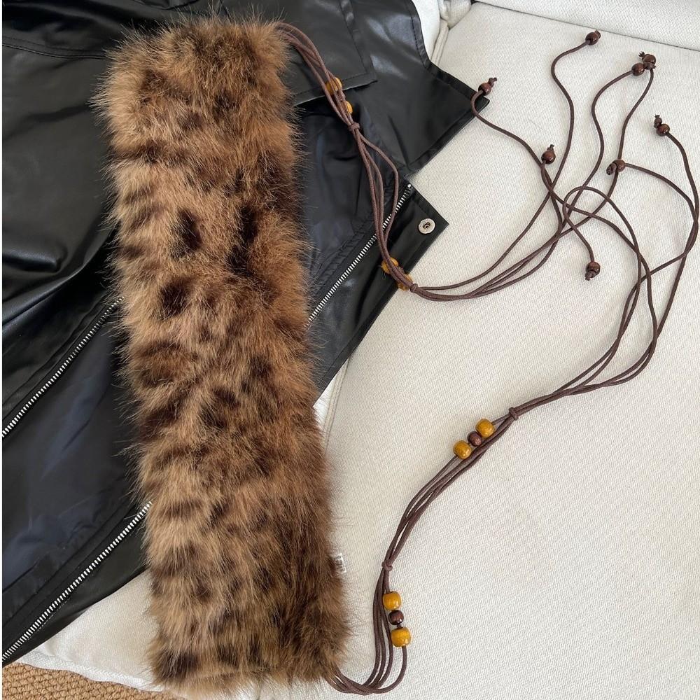 Шарф с меховым воротником в стиле Y2K, милый стиль, пояс из меха, пушистый декор, пушистый поясной ремень, декор для джинсов