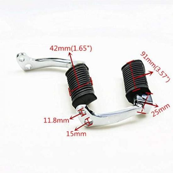 Black Front + Rear Footrest Footpeg Foot Peg For Suzuki GN125 GN-125 Cafe Racer Bobber Custom