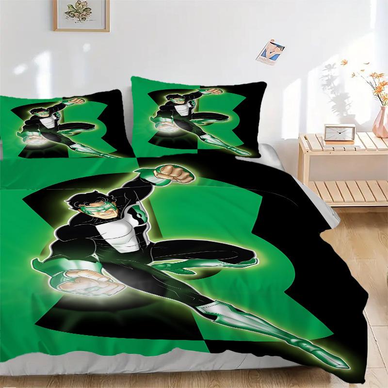 3pcs Green Lantern Cover Set,Soft Comfortable Duvet Cover,Guest Room (1*Duvet Cover + 2*Pillowcases, Without Core) yy251024069