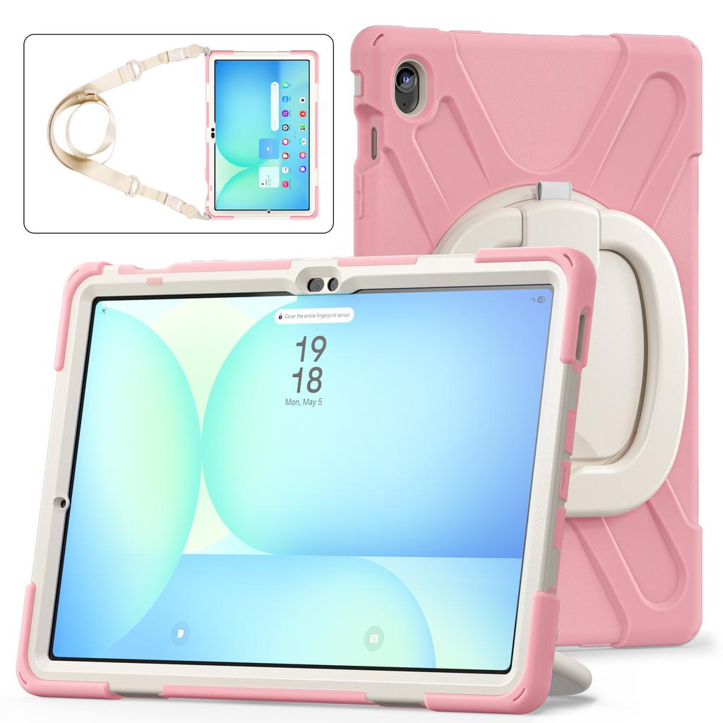 360 Rotating Kids Case for Samsung Galaxy Tab S10 FE Plus 2025 13.1 Inch SM-X620 SM-X626B Armor Stand Cover with Shoulder Strap